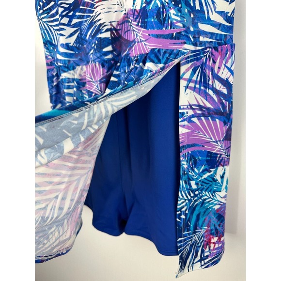 Swimsuits For All Side-Slit Swim Dress Multi Color Leaves Women's Plus Size 22 - Picture 6 of 9